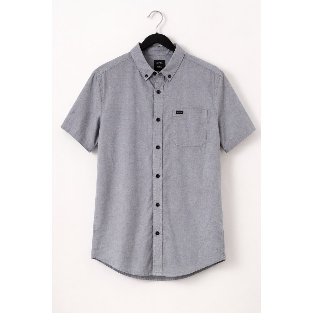 RVCA Mens M Blue Gray Button Up Stretch Skate Surf Minimalist Casual That'll Do